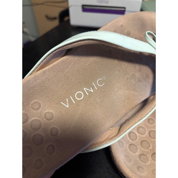 Vionic Womens Mint Green Bow Detail Sandals Size 8 Comfortable Arch Support Slip - Picture 4 of 6